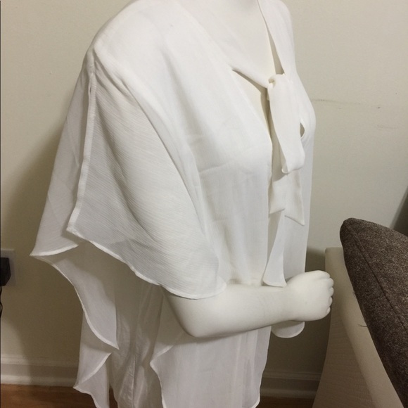 AGB® Plus Size Popover Tie Neck Top
Color: Cream - Picture 5 of 7